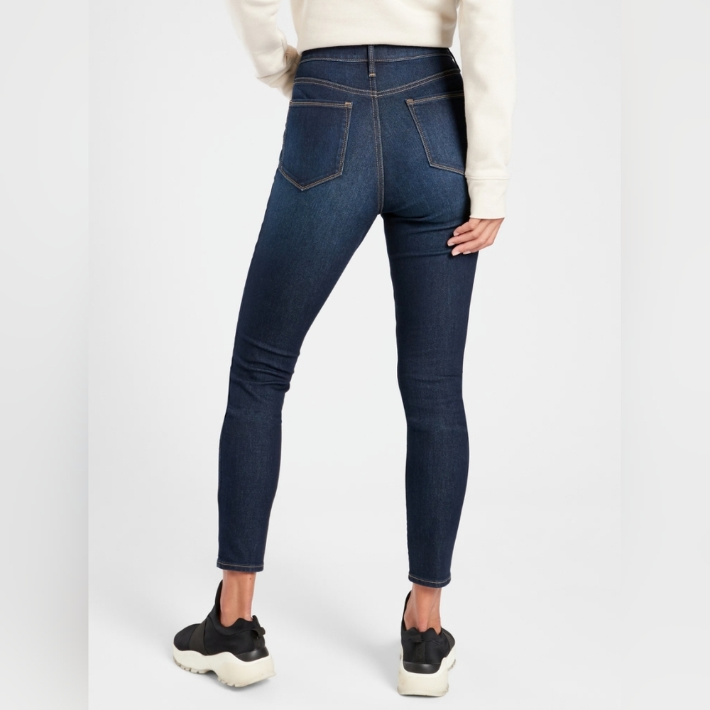 Athleta Skinny Jeans High Rise Dark Wash Stretch Sculptek sz 4 - Picture 7 of 11
